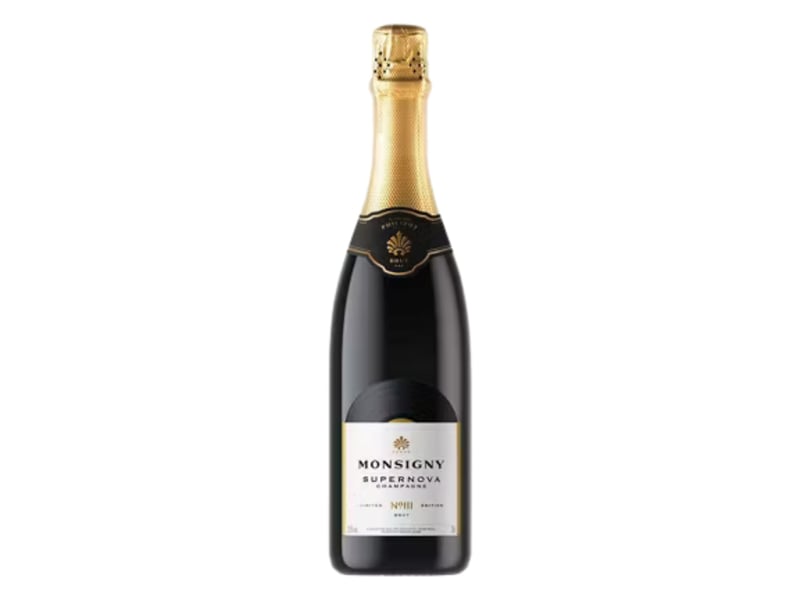 Aldi's more premium offering this year is a bottle of highly-rated Veuve Monsigny Champagne for £15.49. It's limited to four bottles per customer.