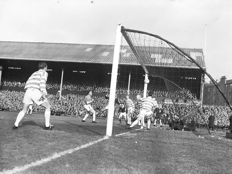 Alan Anderson scores Hearts' second goal in the Hearts vCeltic match at Tynecastle Park in March 1966.
