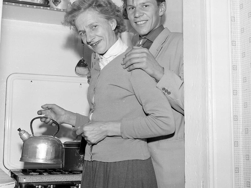 Polish refugee Mrs Galak and her son in their new home at Gorgie bought for them by St Thomas' Church congregation in October 1960.