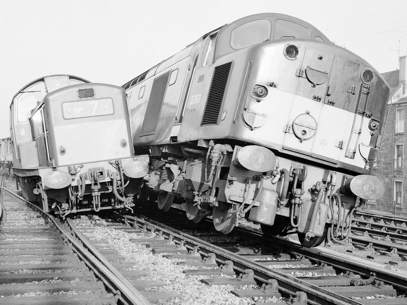 Two diesel engines, one hauling empty coal wagons, were derailed when they collied at the Gorgie junction in November 1964.