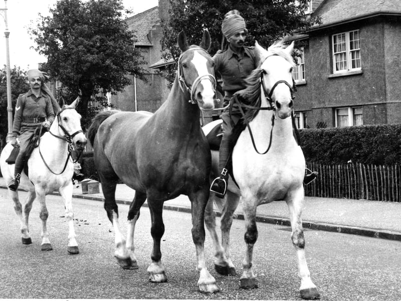 Members of The Indian 61st Cavalry Regiment, who were appearing at the Edinburgh Military Tattoo, leaving the train at Gorgie sidings in August 1962.
