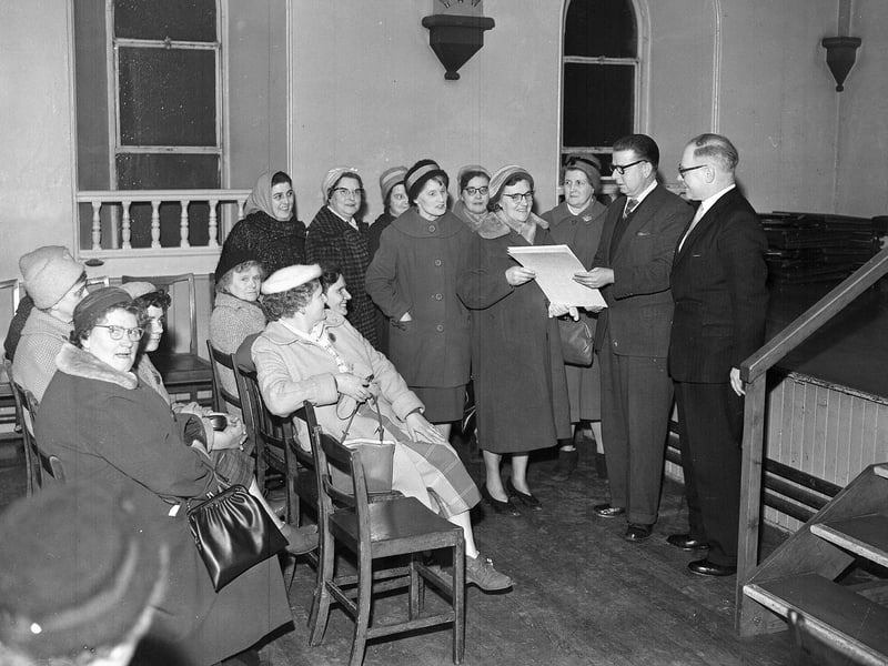 Gorgie housewives at a protest meeting about the closure of laundries in February 1963.