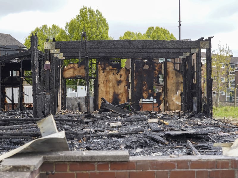 The aftermath of a huge fire at former Boundary Club on Jordanthorpe Parkway. Picture Scott Merrylees