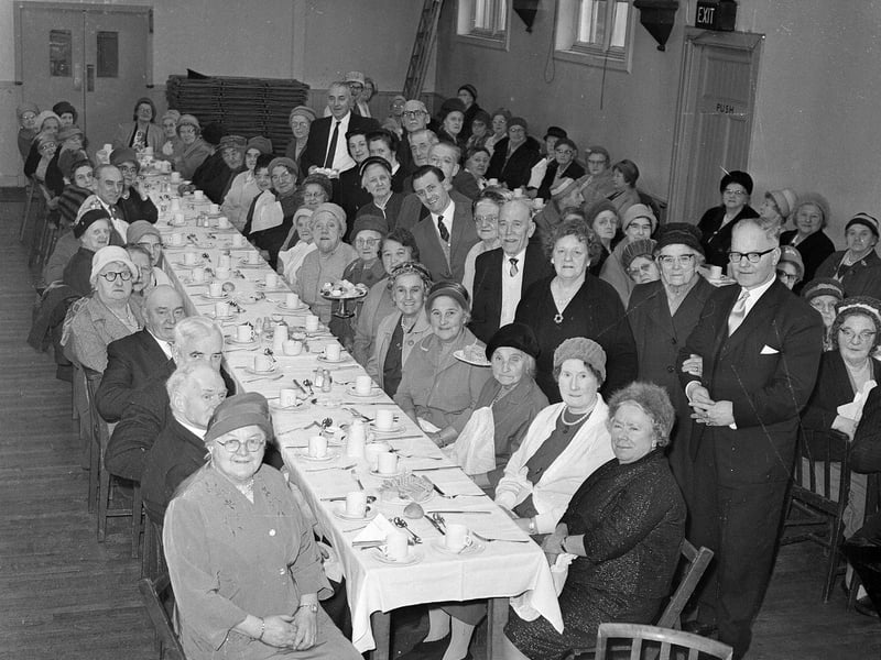 The Western Branch of Scottish OAP's have their Christmas Dinner at Gorgie War Memorial Hall in December 1964.