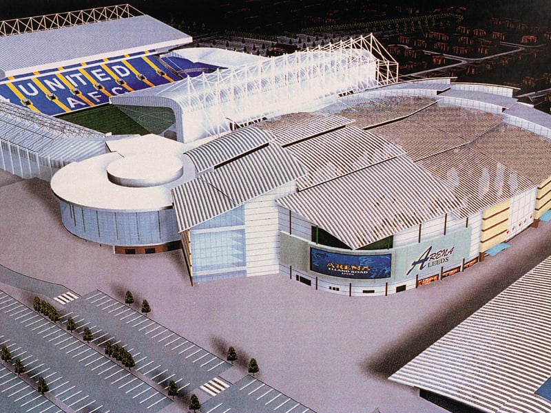 An artist's impression of a proposed arena development at Elland Road.