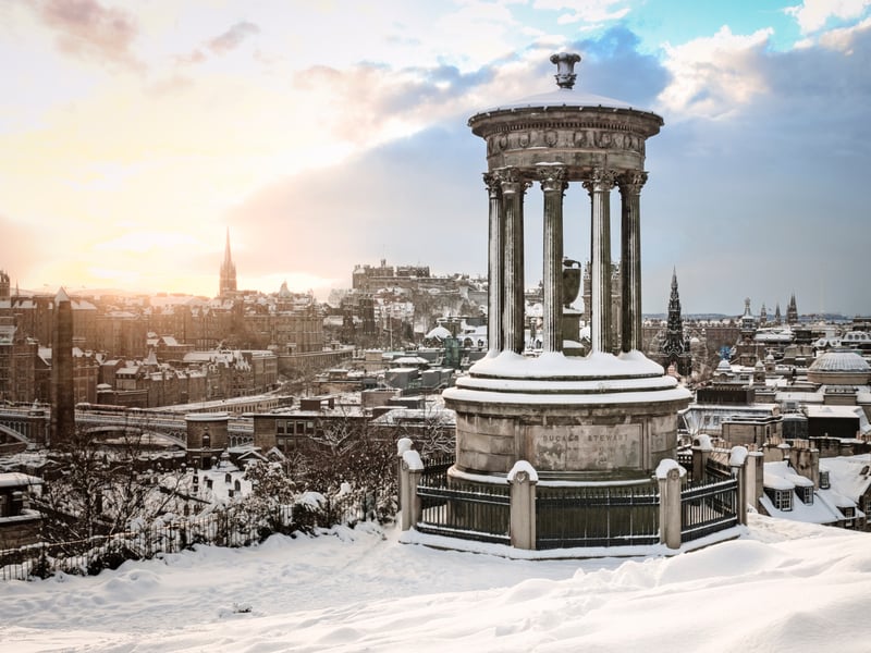 Edinburgh turns into a real winter wonderland after a snowfall - and there's no better place that Calton Hill to admire it. Allow around an hour for the climb up from the city centre, a wander around, and your return.