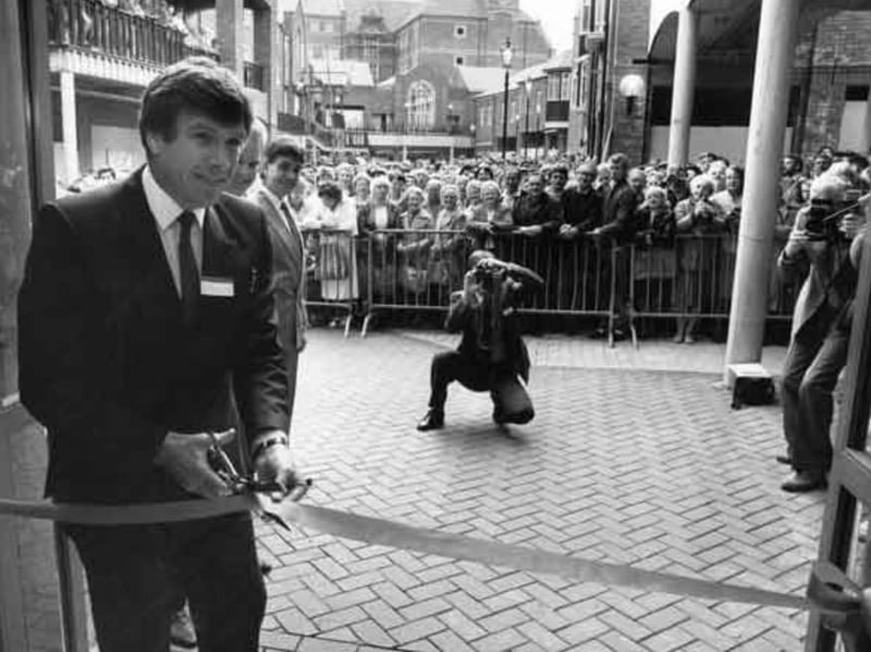 Emlyn Hughes opens Orchard Square shopping centre, in Sheffield, on September 29, 1987