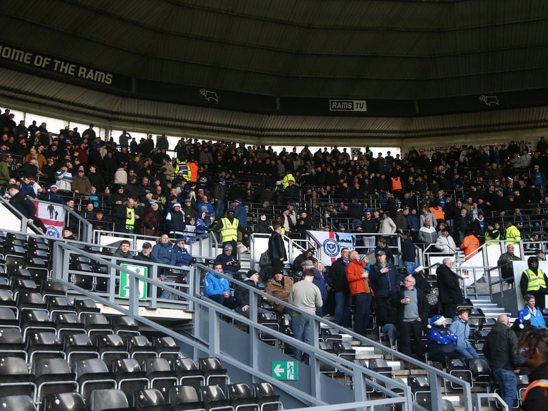 Pompey's trip to Derby County's Pride Park was their last on the road for 2025.
