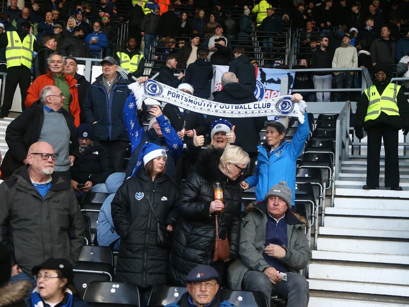 Pompey's trip to Derby County's Pride Park was their last on the road for 2025.