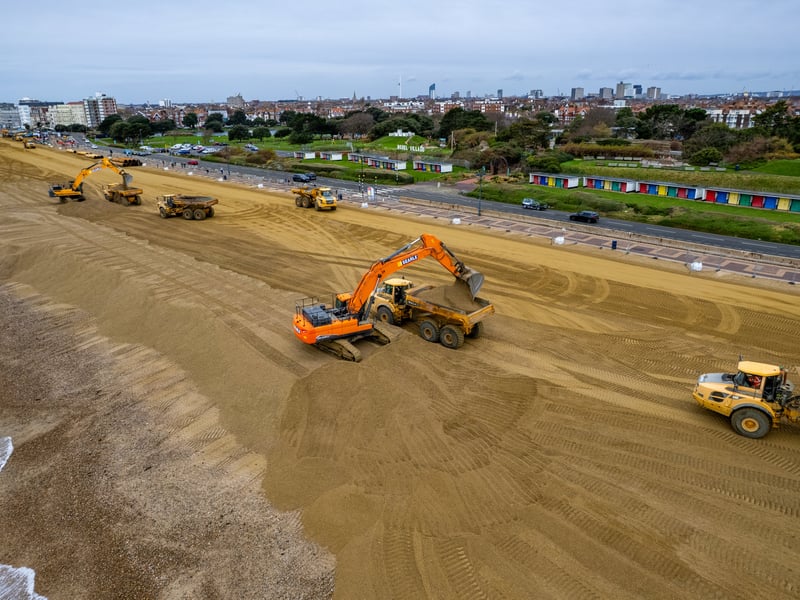 Ongoing works to the sea defences at Southsea Seafront near South Parade Pier
Photos by Alex Shute