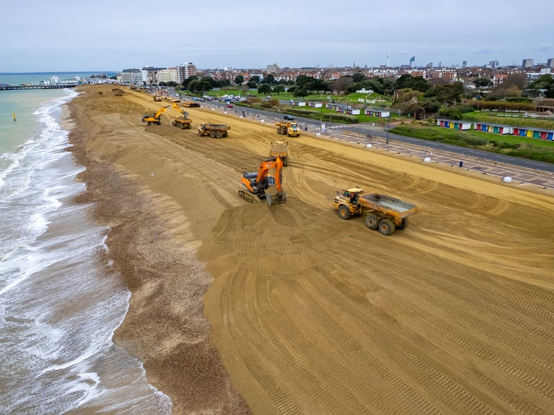 Ongoing works to the sea defences at Southsea Seafront near South Parade Pier
Photos by Alex Shute
