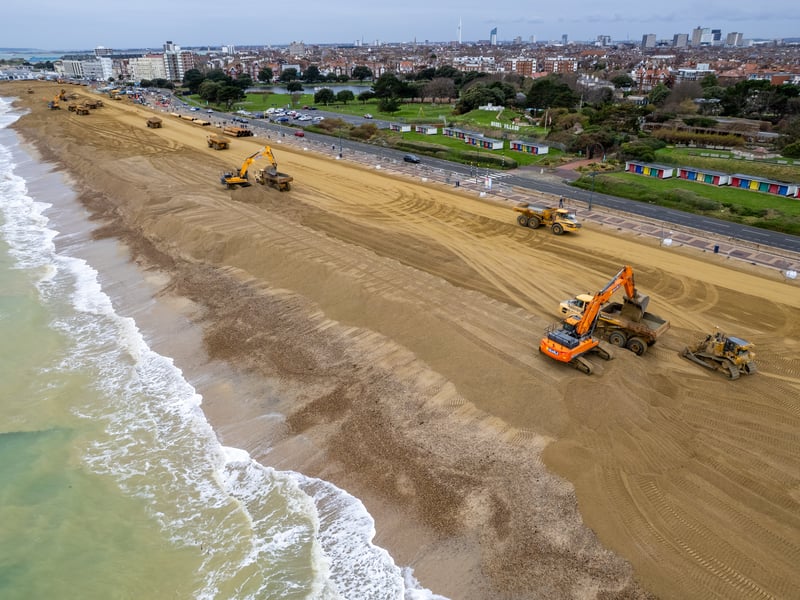 Ongoing works to the sea defences at Southsea Seafront near South Parade Pier
Photos by Alex Shute