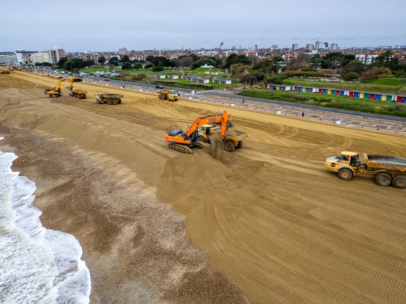 Ongoing works to the sea defences at Southsea Seafront near South Parade Pier
Photos by Alex Shute