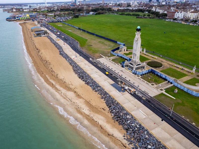 Ongoing works to the sea defences in front of Southsea Common - the road surface in front of the Naval Memorial will be a little different to the rest of the road
Photos by Alex Shute