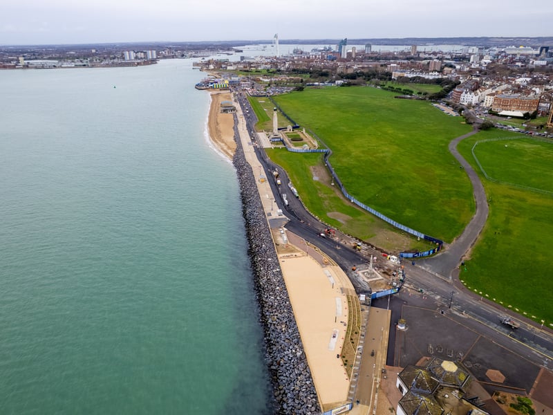 Ongoing works to the sea defences in front of Southsea Common - a new one-way road has been created
Photos by Alex Shute