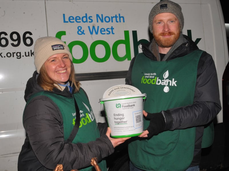 Leeds North and West Foodbank volunteers Jess Harrison-Prince and Rob Hepworth.