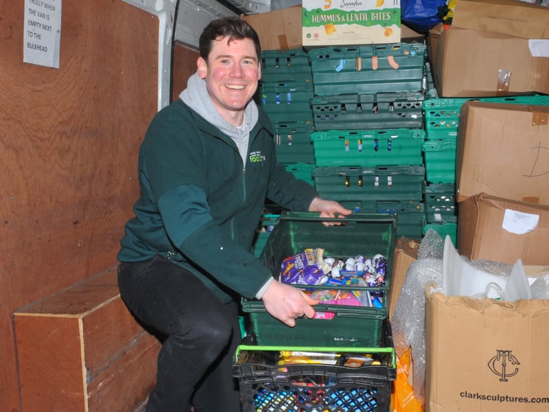 Spike Hardy of Leeds North and West Foodbank with some of the food donated by supporters.