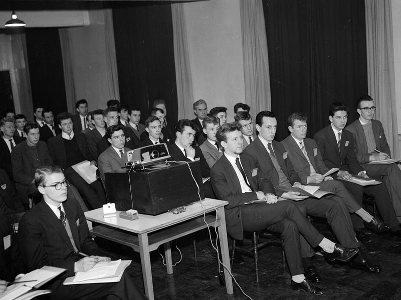 A 'Work Study Conference' at the North British Rubber Company premises in Fountainbridge in April 1963.