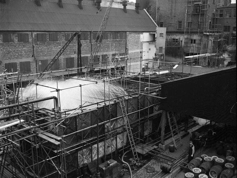 The Fountain Brewery in Fountainbridge in Ocotber 1959. Pictured is the fountain of water bought from Union Canal for cooling purposes.