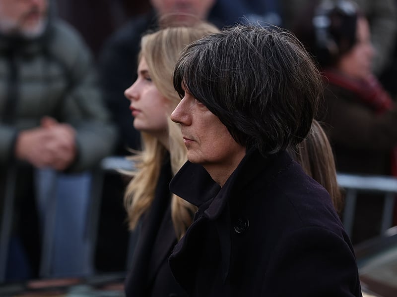 Former Stone Roses guitarist John Squire outside the church.