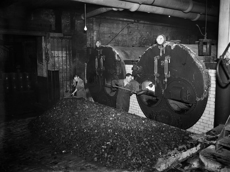 The boiler house at McEwans Brewery in Fountainbridge in December 1953.
