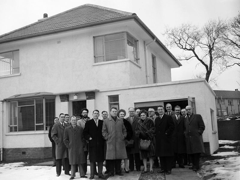 The Edinburgh Corporation Housing Committee visit a show house at Barnton in February 1963.