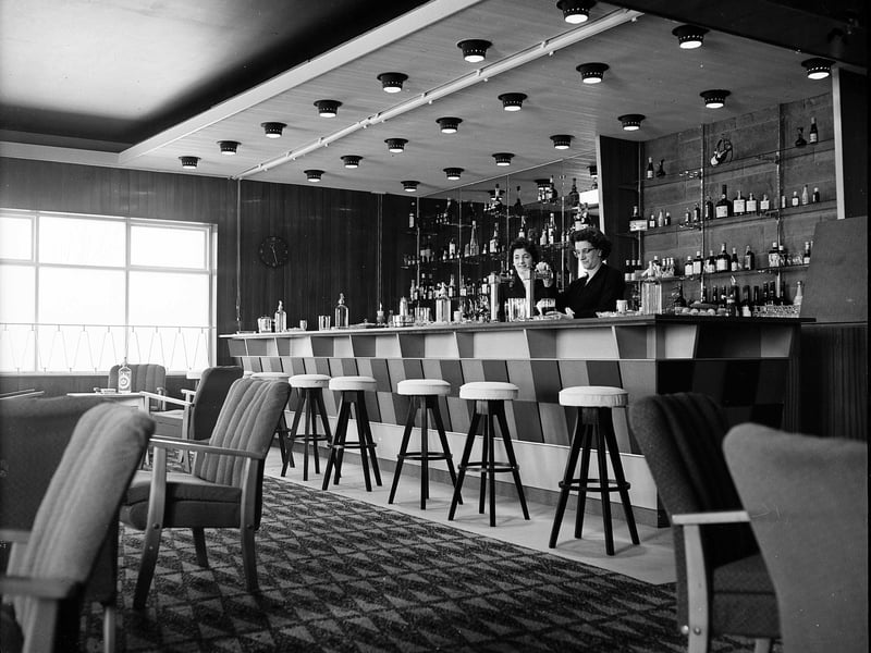 The bar of the Barnton Hotel in May 1958.