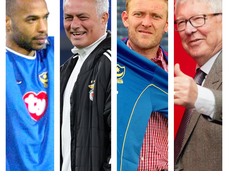 From left to right: Thierry Henry, Jose Mourinho, Robert Prosinecki and Sir Alex Ferguson have all spoken about Pompey over the years.
