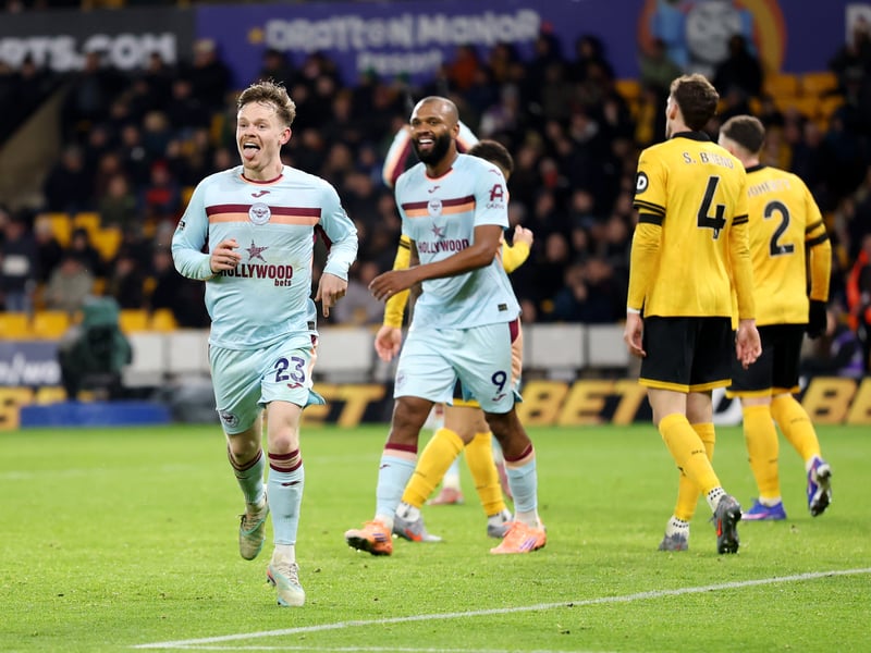 Scored both of Brentford's goals in a 2-0 win at rock-bottom Wolves on Saturday. | WhoScored rating: 8.7