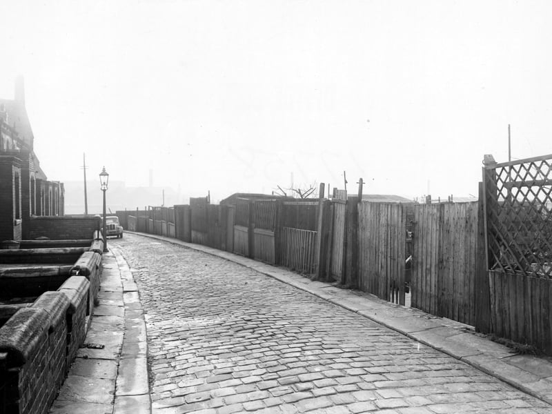 Looking south west along Back Cross Green Crescent in November 1950.