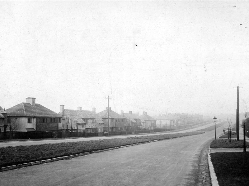 Semi detached houses on section of Scott Hall Road. This photo from November 1931 is looking north west.