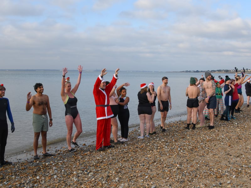 Dozens of people took part in the Boxing Day Dip at Lee-on-the-Solent raising money Harbour Cancer Support.