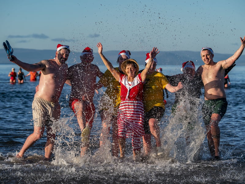 Swimmers making a splash in the sunshine