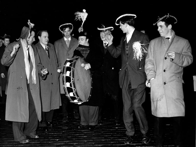 Scenes at the Tron Kirk, in Edinburgh, in the early hours of January 1, 1959.
