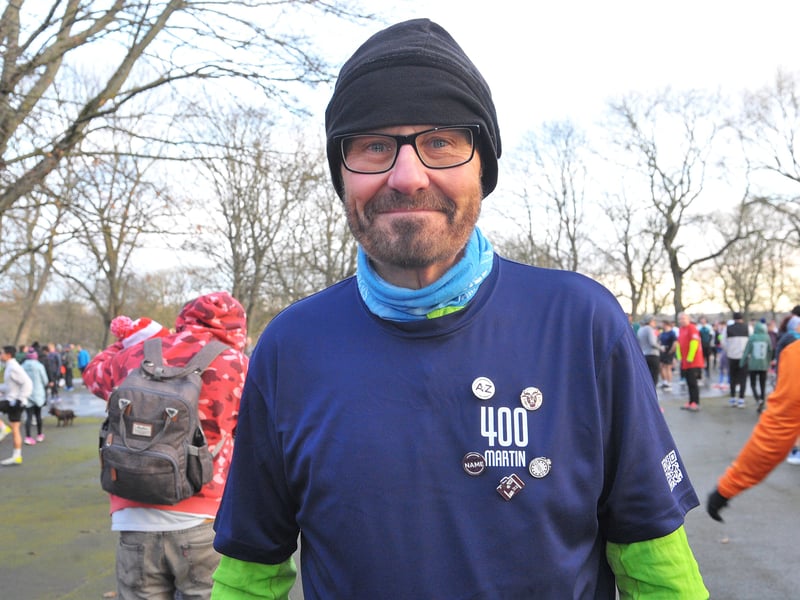 Martin Bare of Farsley running his 450th parkrun , he has ran at 51 different places in England, Poland and USA