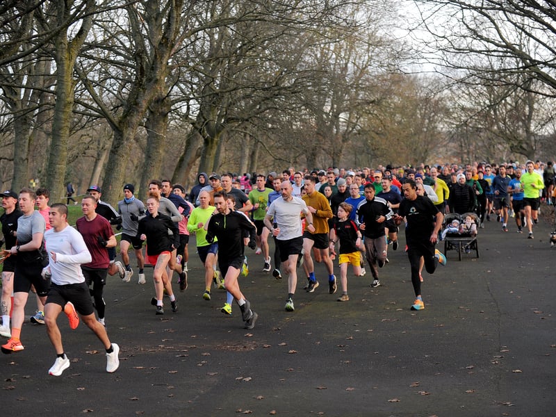 Nearly 500 people took part in the New Years Day parkrun at Woodhouse Moor.