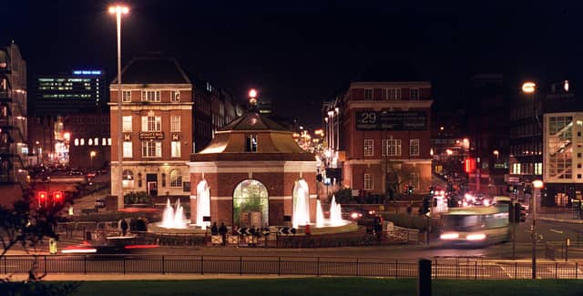 The new fountain on the roundabout at the bottom of Eastgate was officially switched on.