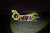 The Yorkshire Air Ambulance was sent to woods in Cudworth, near Barnsley, after a child was seriously hurt mountain biking. Photo: Woodhead Mountain Rescue