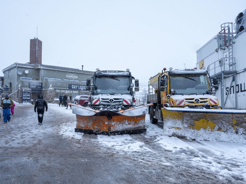 Keeping things clear for the skiiers, snow boarders on the slopes around the Base Station at Cairngorm Mountain Resort