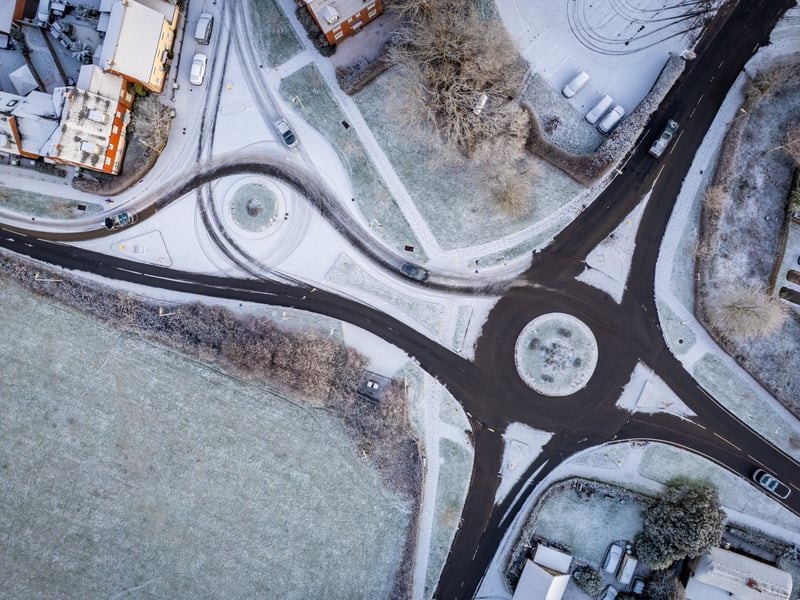 The first Hampshire snow of 2026 on January 5. 

Pictured: Drone footage of Denmead. 

Picture: Alex Shute 