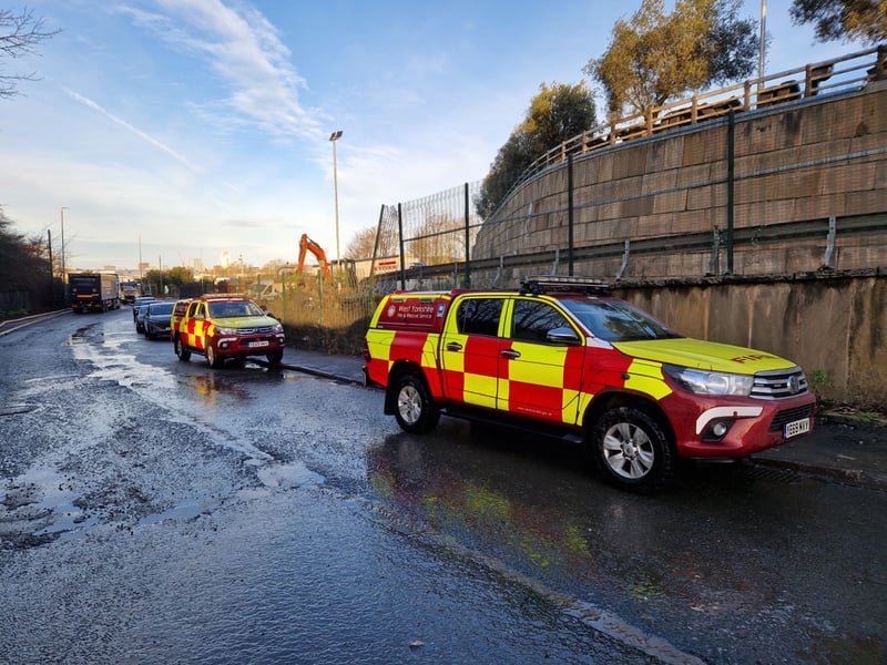 While the blaze was at its peak, fire crews urged nearby residents to close their windows and doors closed due to the smoke plume and to avoid the area.