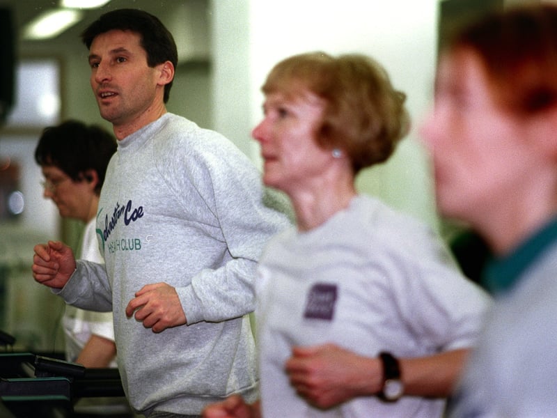 Lord Coe, the former Sebastian Coe, himself, trains in the newly refurbished Sebastian Coe Health Club  at The Javis Parkway Hotel in January 1998.