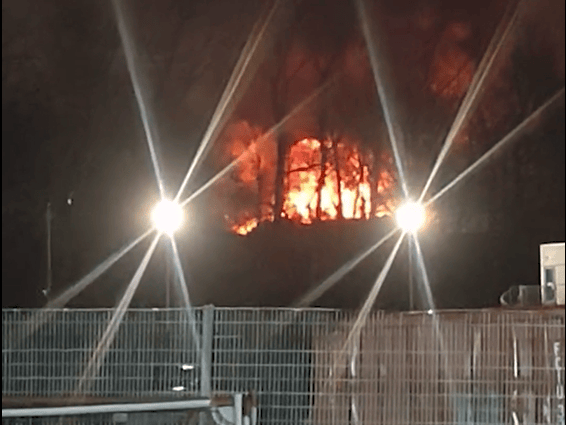 Footage of the fire in full force was shared.