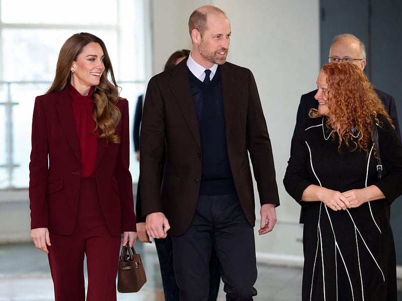Catherine, Princess of Wales recycled a Roland Mouret trouser suit for her vist to Charing Cross Hospital with Prince William on January 8. Photo: Getty Images