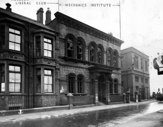 The south side of Sweet Street West in November 1945 showing Holbeck Liberal Club and the empty Mechanics Institute.