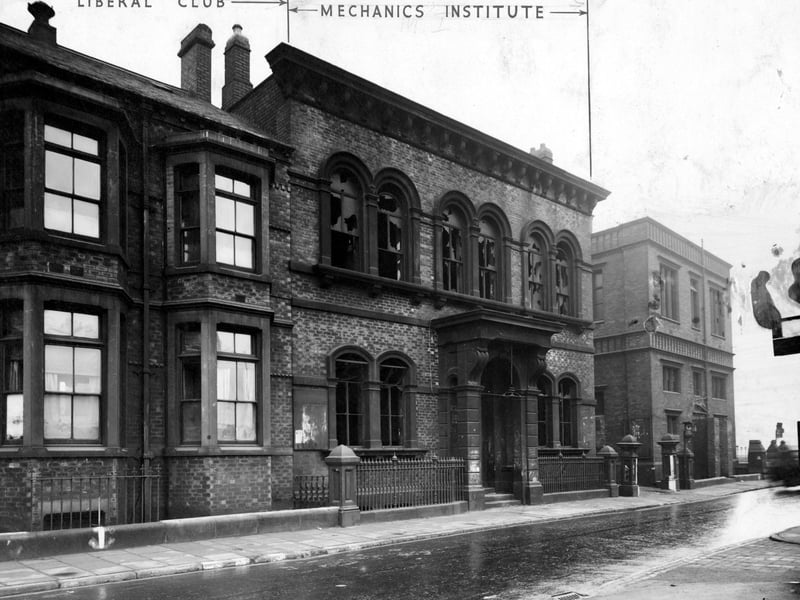 The south side of Sweet Street West in November 1945 showing Holbeck Liberal Club and the empty Mechanics Institute.