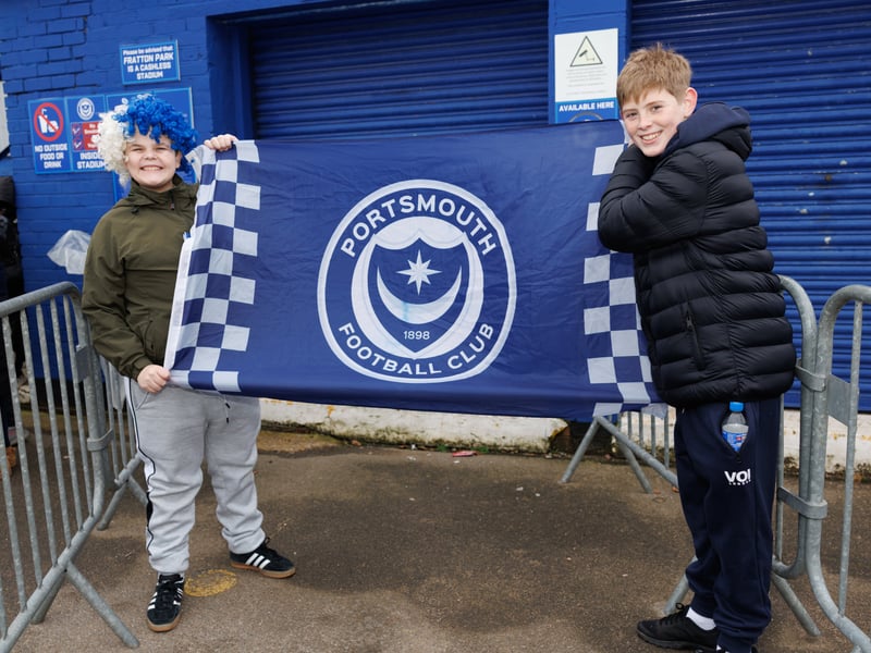 The atmosphere is building outside Fratton Park as Pompey fans prepare for this afternoon’s FA Cup tie against Arsenal.