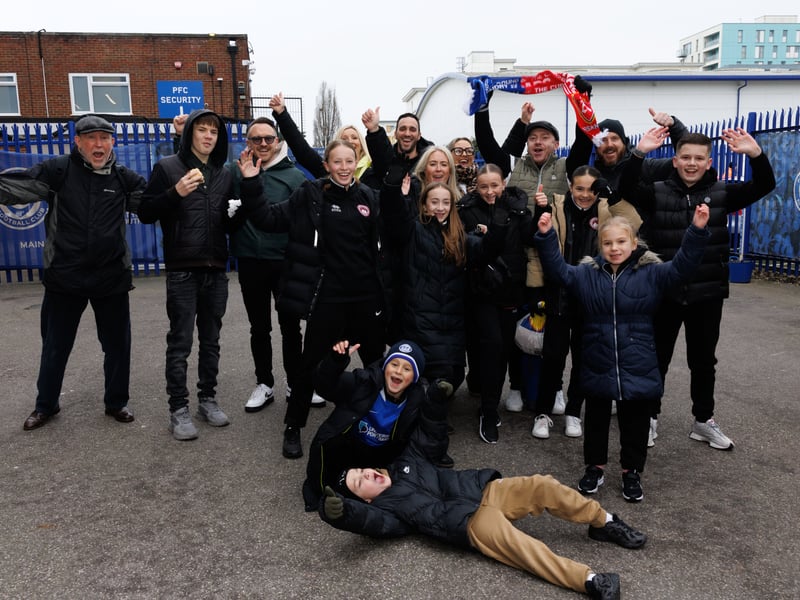 The atmosphere is building outside Fratton Park as Pompey fans prepare for this afternoon’s FA Cup tie against Arsenal.
