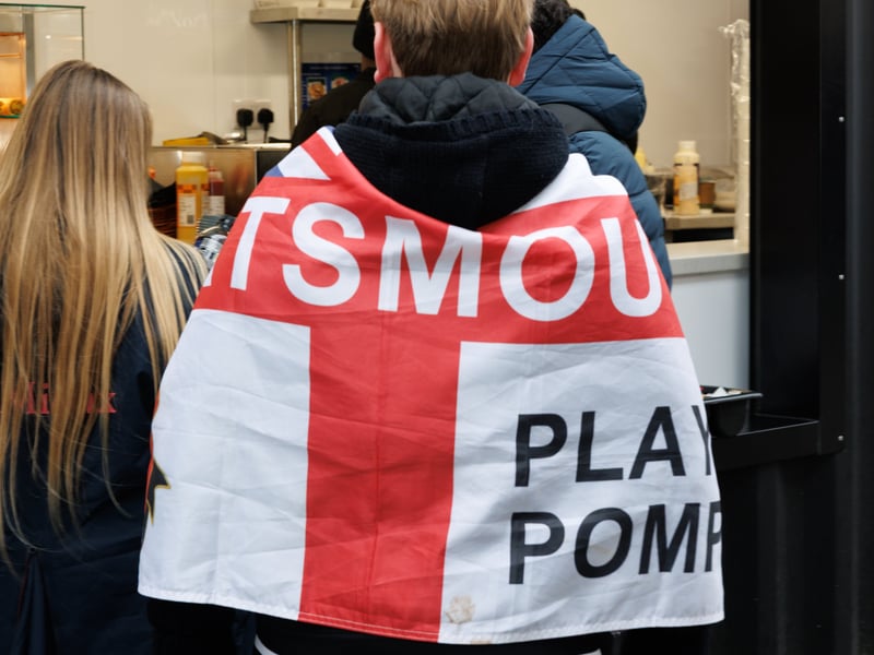 The atmosphere is building outside Fratton Park as Pompey fans prepare for this afternoon’s FA Cup tie against Arsenal. 