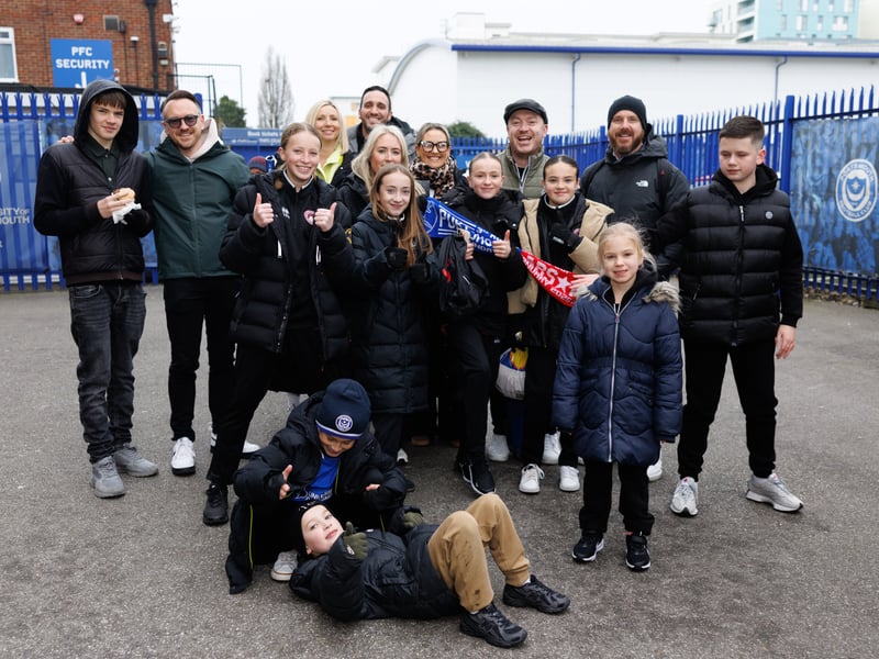 The atmosphere is building outside Fratton Park as Pompey fans prepare for this afternoon’s FA Cup tie against Arsenal. 